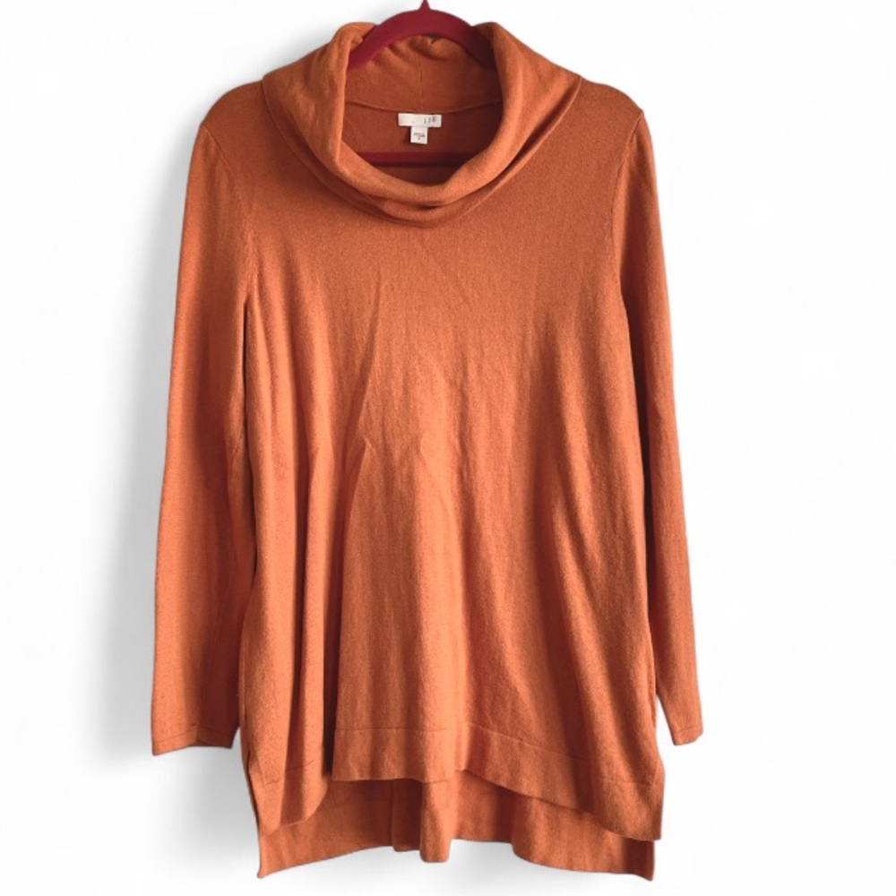 J. Jill Orange Cowl Neck Cotton Blend Sweater Size M